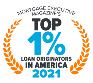 2021 Top 1% badge, Mortgage Executive Magazine