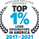 Mortgage Executive Magazine Top 1% 2017 through 2021